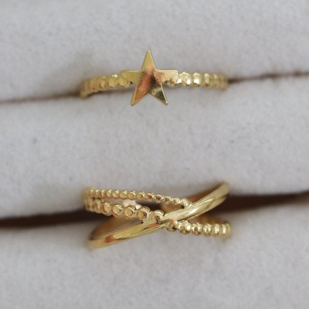 2pcs Stackable Rings Star/Interlocking Style Stai… - image 2